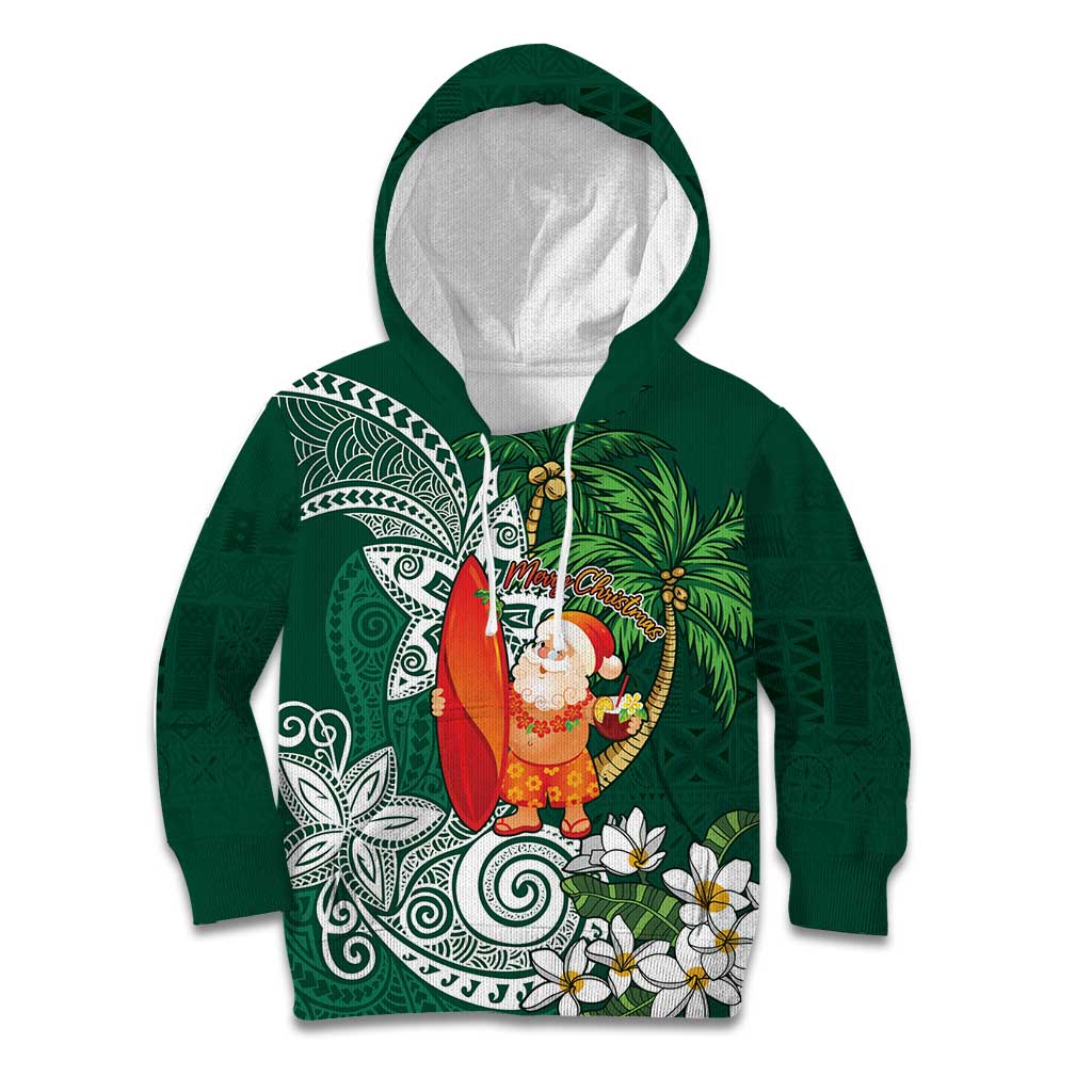 Polynesian Kid Hoodie Tropical Santa - Plumeria Green Vintage