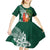 Polynesian Kid Short Sleeve Dress Tropical Santa - Plumeria Green Vintage