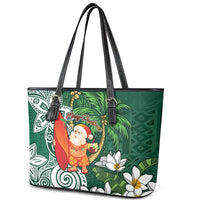 Polynesian Leather Tote Bag Tropical Santa - Plumeria Green Vintage LT7 - Polynesian Pride