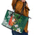 Polynesian Leather Tote Bag Tropical Santa - Plumeria Green Vintage