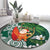 Polynesian Round Carpet Tropical Santa - Plumeria Green Vintage