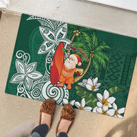 Polynesian Rubber Doormat Tropical Santa - Plumeria Green Vintage