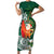 Polynesian Short Sleeve Bodycon Dress Tropical Santa - Plumeria Green Vintage