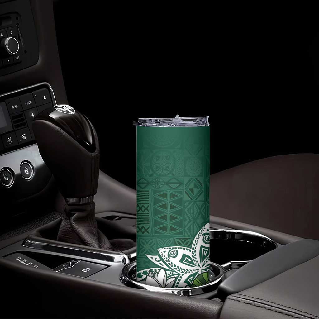 Polynesian Skinny Tumbler Tropical Santa - Plumeria Green Vintage