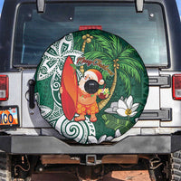 Polynesian Spare Tire Cover Tropical Santa - Plumeria Green Vintage LT7 Green - Polynesian Pride