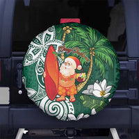 Polynesian Spare Tire Cover Tropical Santa - Plumeria Green Vintage LT7 - Polynesian Pride
