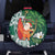 Polynesian Spare Tire Cover Tropical Santa - Plumeria Green Vintage