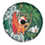 Polynesian Spare Tire Cover Tropical Santa - Plumeria Green Vintage