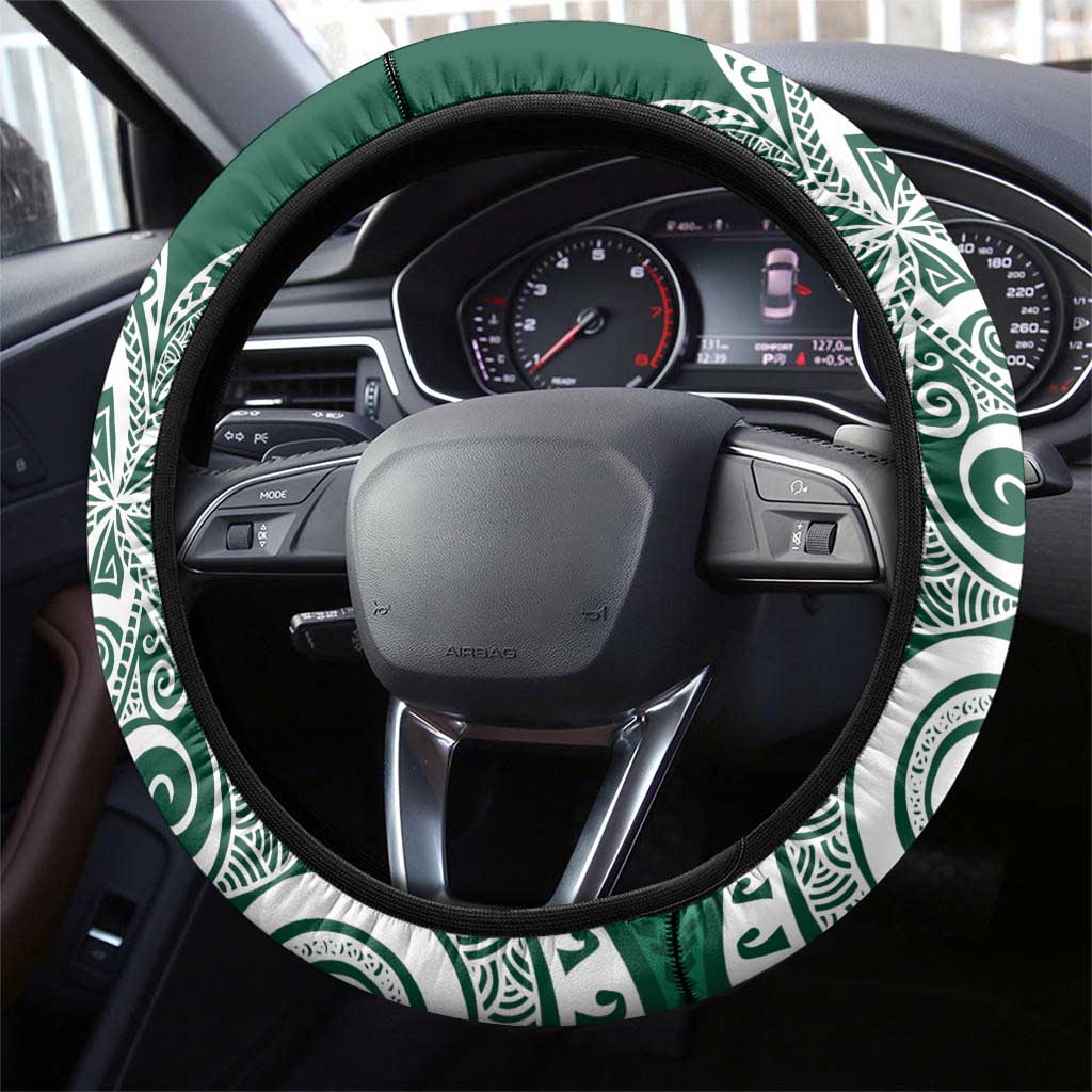 Polynesian Steering Wheel Cover Tropical Santa - Plumeria Green Vintage LT7 - Polynesian Pride