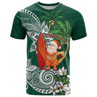 Polynesian T Shirt Tropical Santa - Plumeria Green Vintage LT7 Green - Polynesian Pride