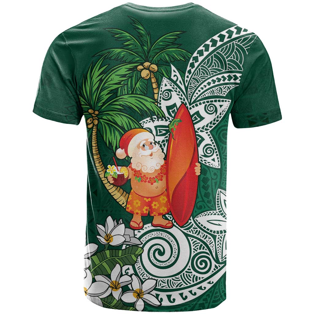 Polynesian T Shirt Tropical Santa - Plumeria Green Vintage LT7 - Polynesian Pride