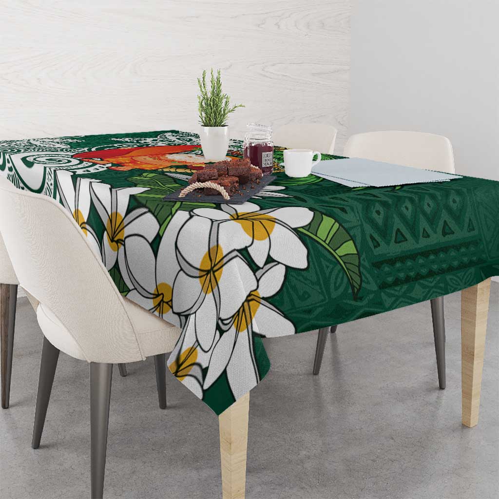 Polynesian Tablecloth Tropical Santa - Plumeria Green Vintage LT7 - Polynesian Pride