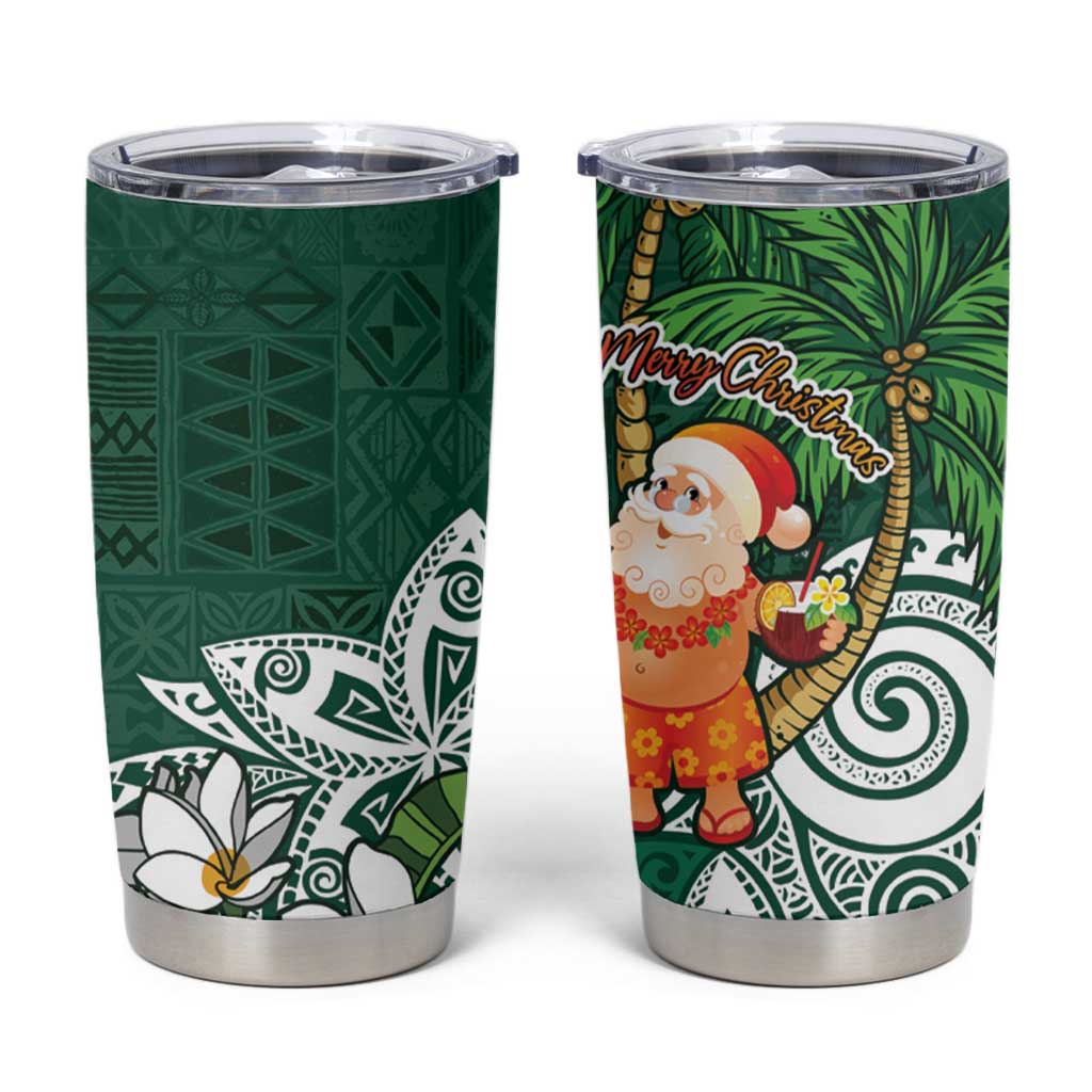 Polynesian Tumbler Cup Tropical Santa - Plumeria Green Vintage LT7 Green - Polynesian Pride