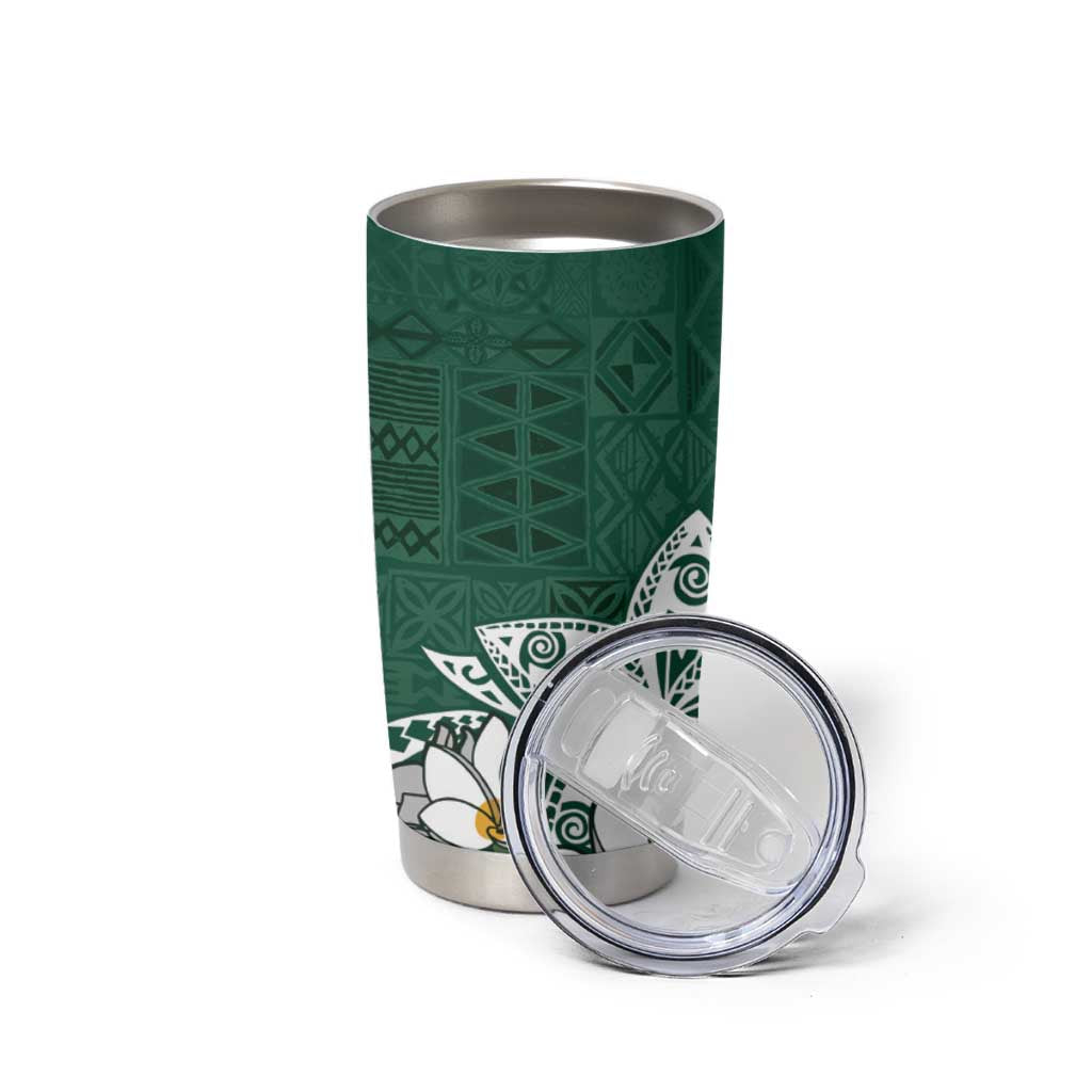 Polynesian Tumbler Cup Tropical Santa - Plumeria Green Vintage LT7 - Polynesian Pride