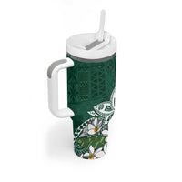 Polynesian Tumbler With Handle Tropical Santa - Plumeria Green Vintage LT7 - Polynesian Pride