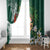 Polynesian Window Curtain Tropical Santa - Plumeria Green Vintage