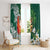 Polynesian Window Curtain Tropical Santa - Plumeria Green Vintage