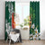 Polynesian Window Curtain Tropical Santa - Plumeria Green Vintage