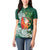 Polynesian Women Polo Shirt Tropical Santa - Plumeria Green Vintage