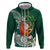 Polynesian Zip Hoodie Tropical Santa - Plumeria Green Vintage