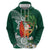 Polynesian Zip Hoodie Tropical Santa - Plumeria Green Vintage