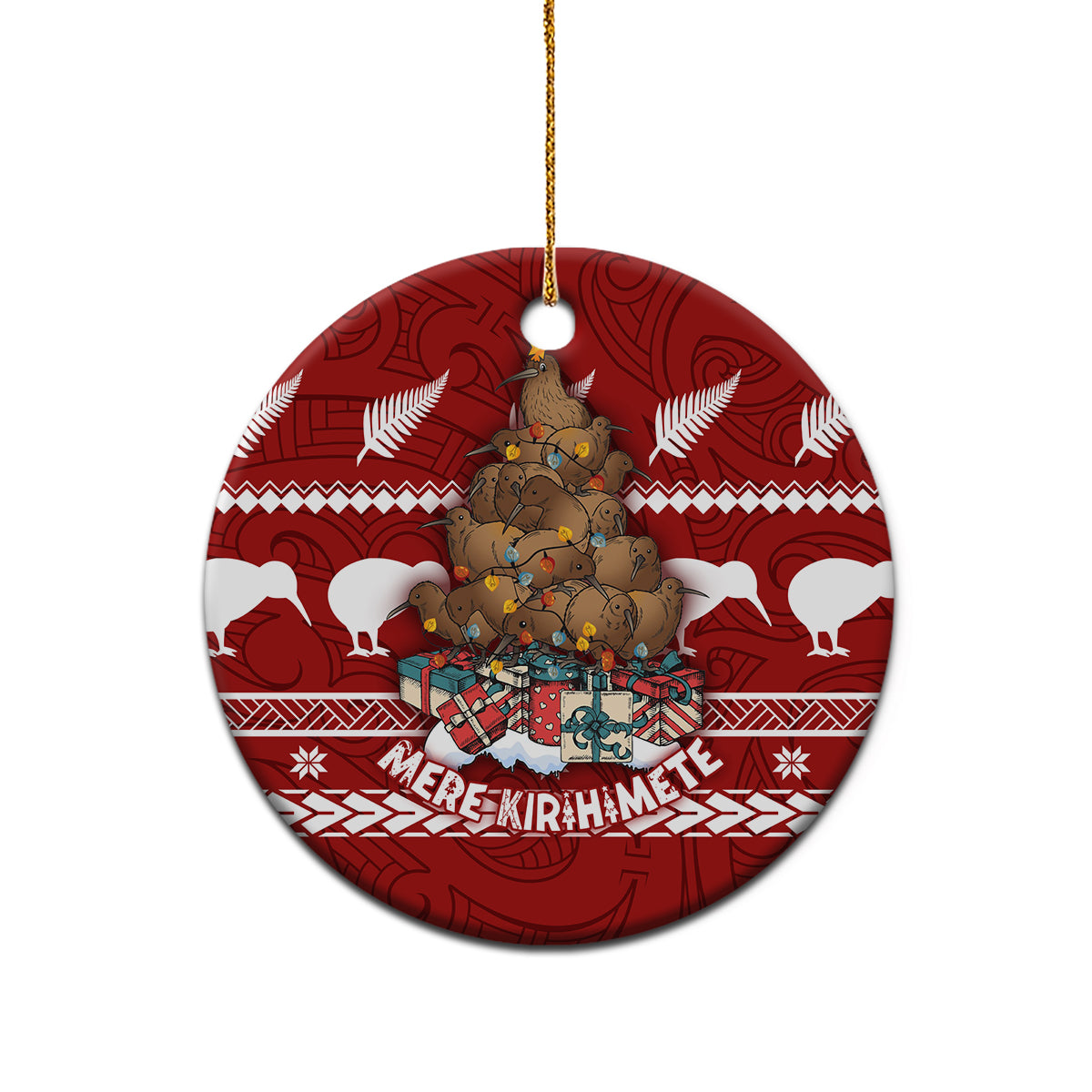 New Zealand Xmas Ceramic Ornament Mere Kirihimete - Santa With Kiwi Bird LT7 - Polynesian Pride