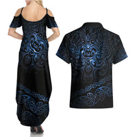 New Zealand Matariki Couples Matching Summer Maxi Dress and Hawaiian Shirt Cosmic Style LT7 - Polynesian Pride