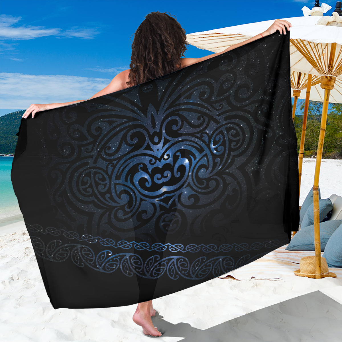 New Zealand Matariki Sarong Cosmic Style LT7 One Size 44 x 66 inches Galaxy - Polynesian Pride