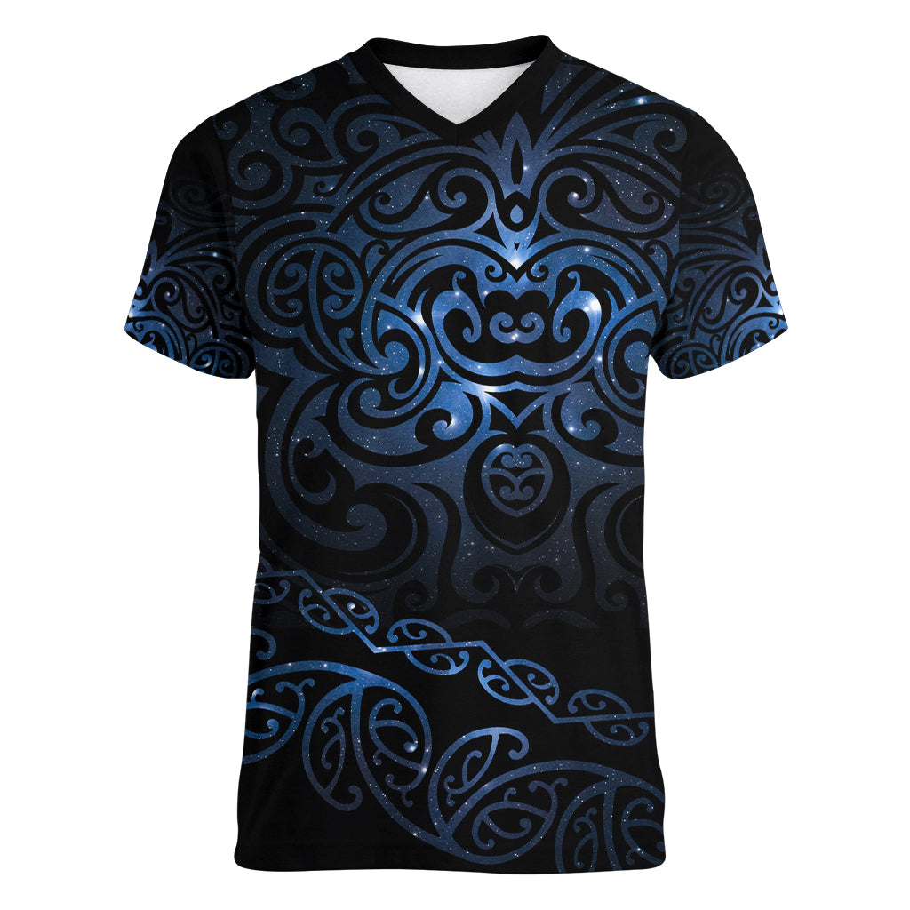 New Zealand Matariki Women V Neck T Shirt Cosmic Style LT7 Female Galaxy - Polynesian Pride