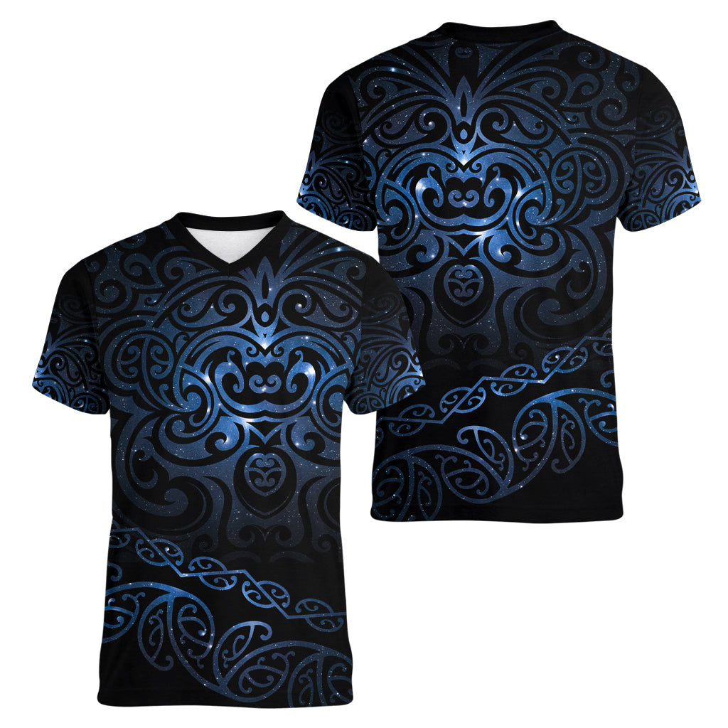 New Zealand Matariki Women V Neck T Shirt Cosmic Style LT7 - Polynesian Pride