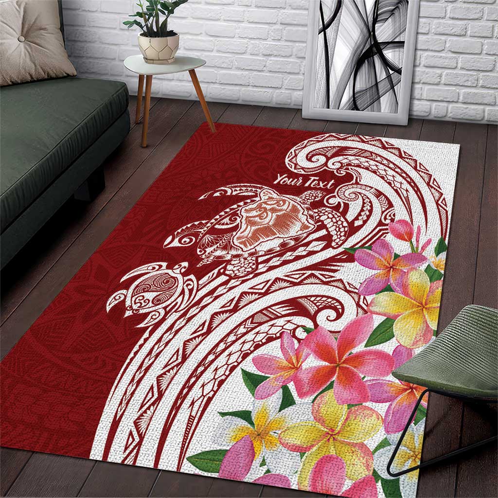 Aloha Hawaii Island Personalized Area Rug Crimson Dreamy Turtle
