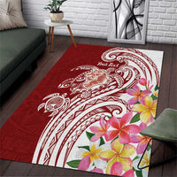 Aloha Hawaii Island Personalized Area Rug Crimson Dreamy Turtle