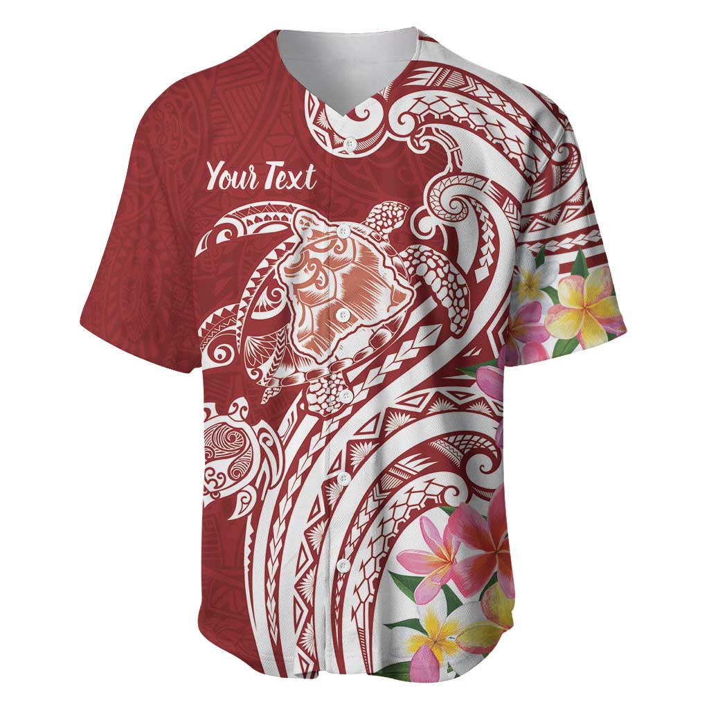 Aloha Hawaii Island Personalized Baseball Jersey Crimson Dreamy Turtle