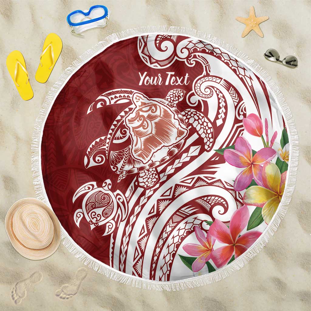 Aloha Hawaii Island Personalized Beach Blanket Crimson Dreamy Turtle LT7 One Size 150cm Red - Polynesian Pride