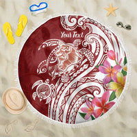 Aloha Hawaii Island Personalized Beach Blanket Crimson Dreamy Turtle LT7 One Size 150cm Red - Polynesian Pride