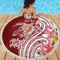 Aloha Hawaii Island Personalized Beach Blanket Crimson Dreamy Turtle LT7 - Polynesian Pride