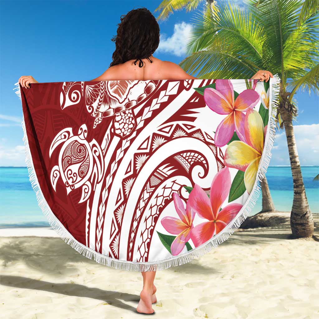 Aloha Hawaii Island Personalized Beach Blanket Crimson Dreamy Turtle LT7 - Polynesian Pride