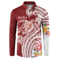 Aloha Hawaii Island Personalized Button Sweatshirt Crimson Dreamy Turtle LT7 Red - Polynesian Pride