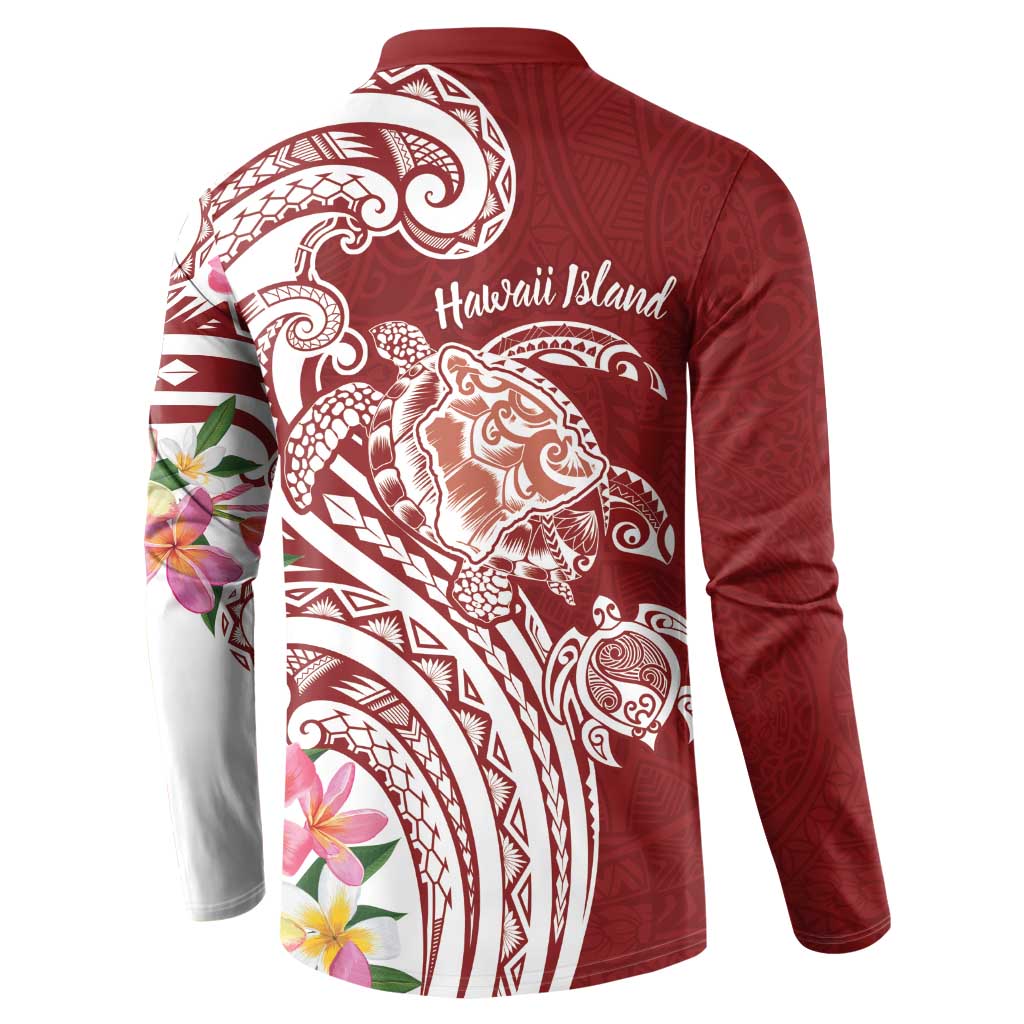 Aloha Hawaii Island Personalized Button Sweatshirt Crimson Dreamy Turtle LT7 - Polynesian Pride