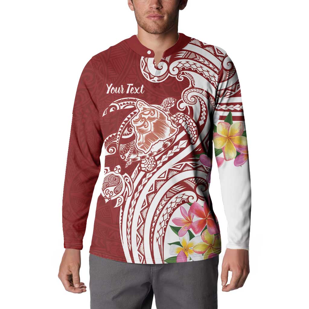 Aloha Hawaii Island Personalized Button Sweatshirt Crimson Dreamy Turtle LT7 - Polynesian Pride