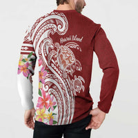 Aloha Hawaii Island Personalized Button Sweatshirt Crimson Dreamy Turtle LT7 - Polynesian Pride