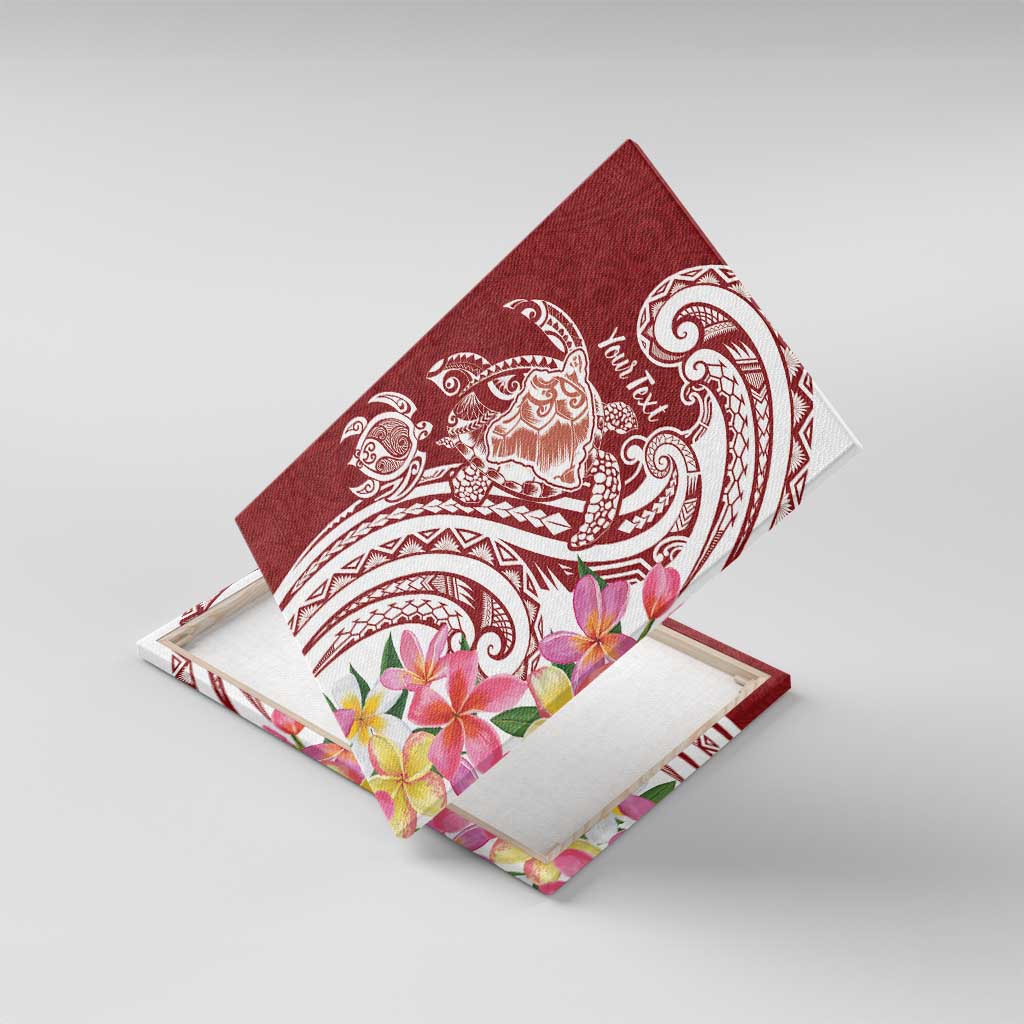 Aloha Hawaii Island Personalized Canvas Wall Art Crimson Dreamy Turtle LT7 With Frame Red - Polynesian Pride