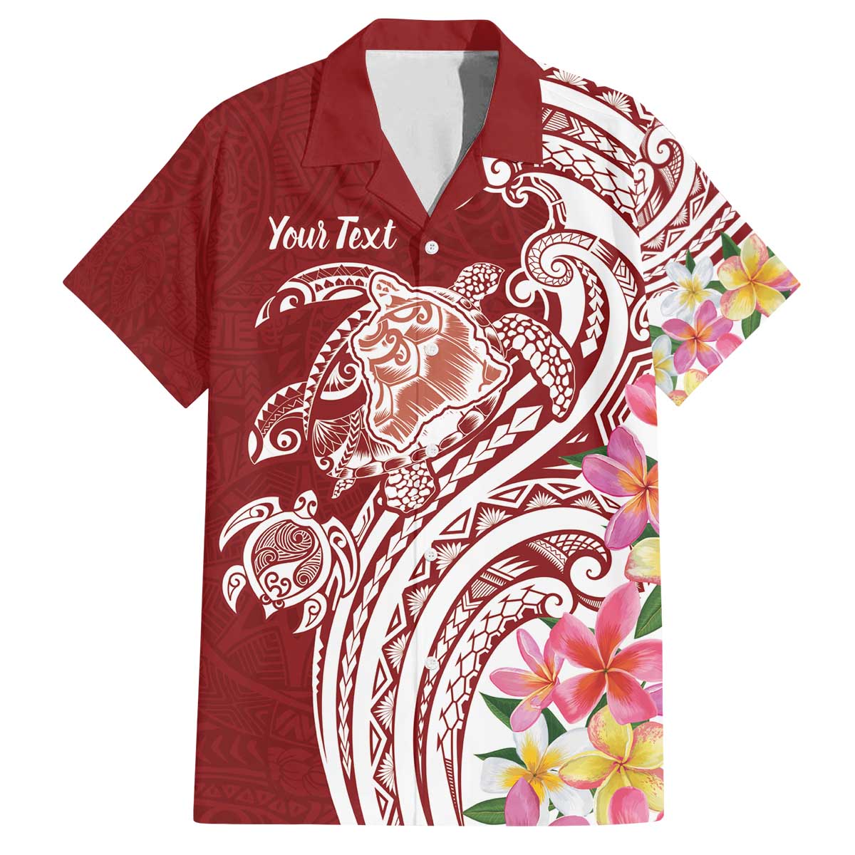 Aloha Hawaii Island Personalized Family Matching Off The Shoulder Long Sleeve Dress and Hawaiian Shirt Crimson Dreamy Turtle