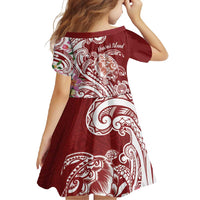 Aloha Hawaii Island Personalized Family Matching Short Sleeve Bodycon Dress and Hawaiian Shirt Crimson Dreamy Turtle