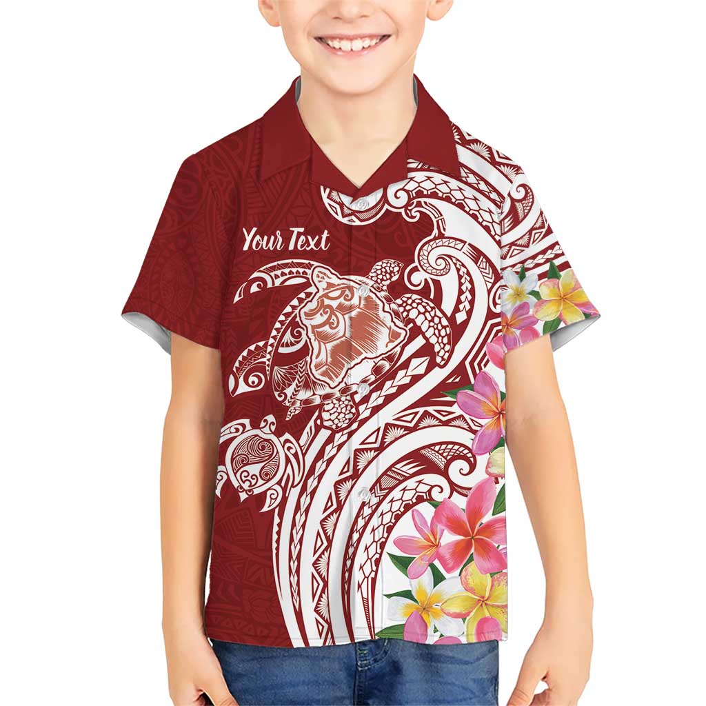 Aloha Hawaii Island Personalized Kid Hawaiian Shirt Crimson Dreamy Turtle LT7 Kid Red - Polynesian Pride