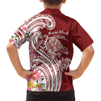 Aloha Hawaii Island Personalized Kid Hawaiian Shirt Crimson Dreamy Turtle LT7 - Polynesian Pride