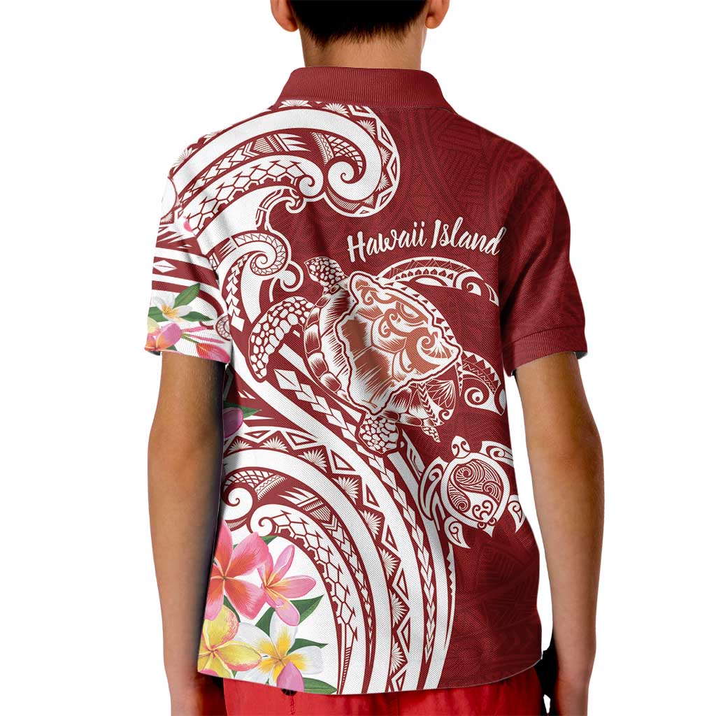 Aloha Hawaii Island Personalized Kid Polo Shirt Crimson Dreamy Turtle