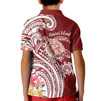 Aloha Hawaii Island Personalized Kid Polo Shirt Crimson Dreamy Turtle