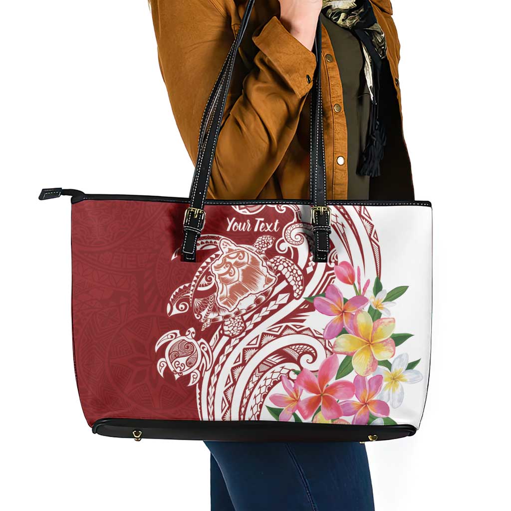 Aloha Hawaii Island Personalized Leather Tote Bag Crimson Dreamy Turtle LT7 - Polynesian Pride