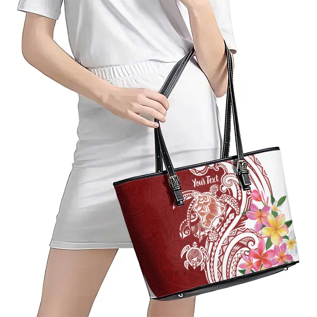 Aloha Hawaii Island Personalized Leather Tote Bag Crimson Dreamy Turtle LT7 - Polynesian Pride